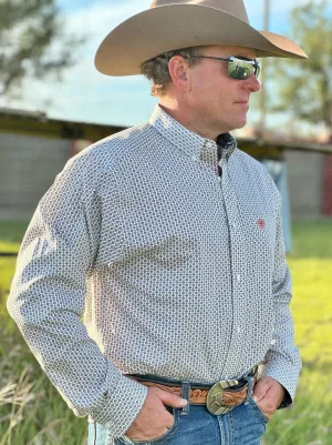 Kingsley Cream & Navy Wrinkle Free Long Sleeve Shirt by Ariat